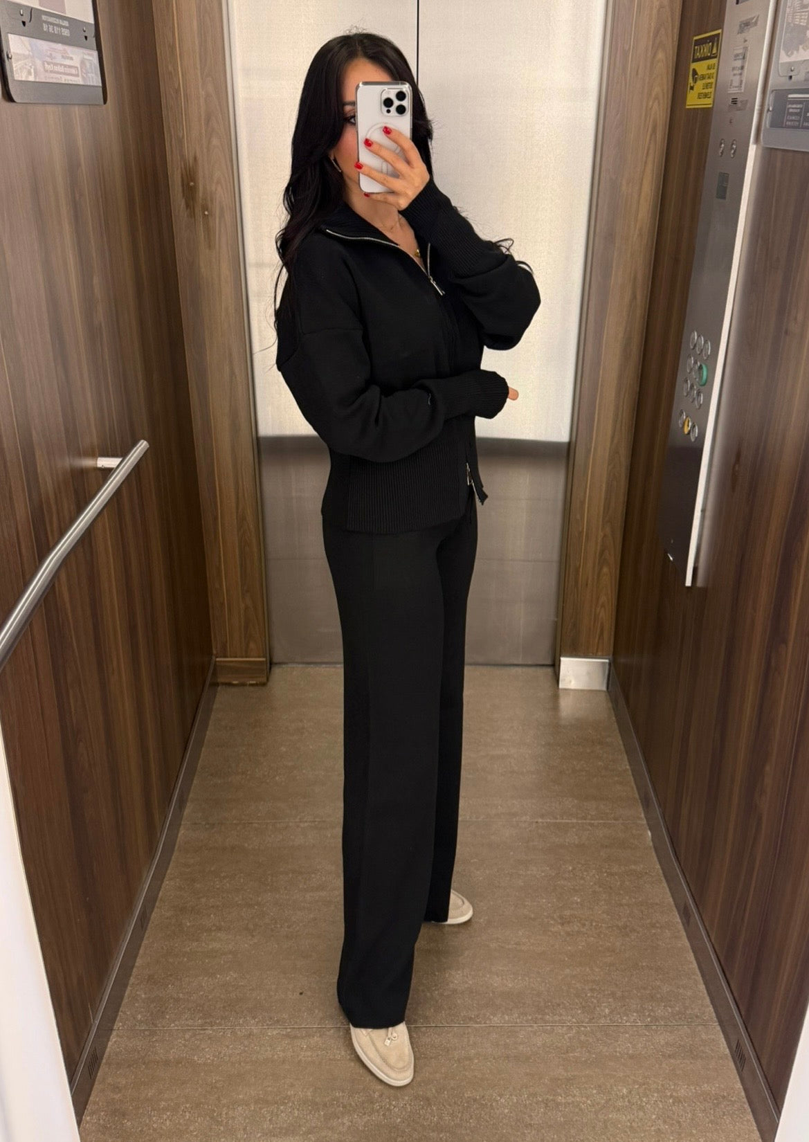 Amara Siyah fermuarlı Triko Takım