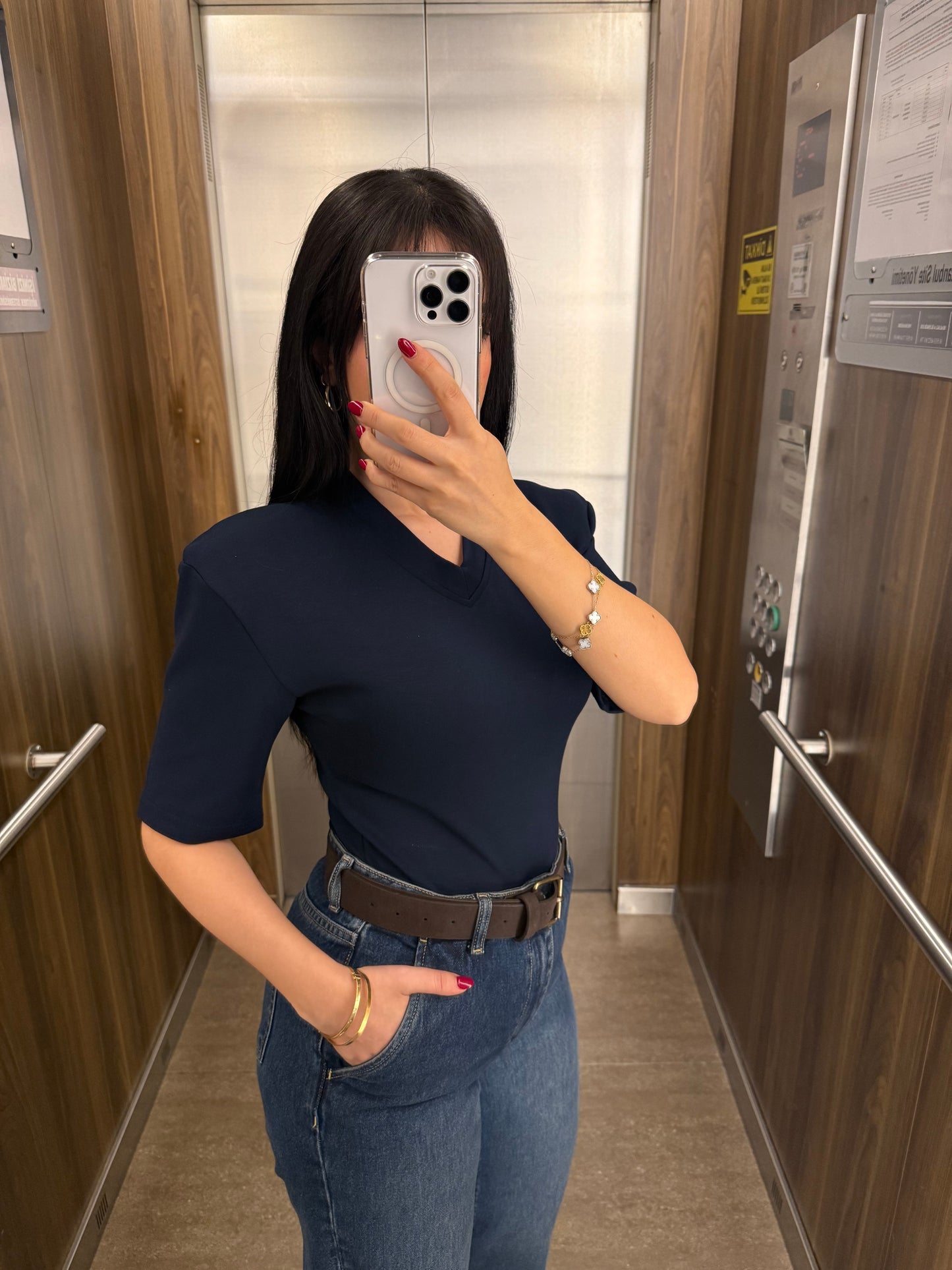 Vatkalı Bodysuit-Lacivert