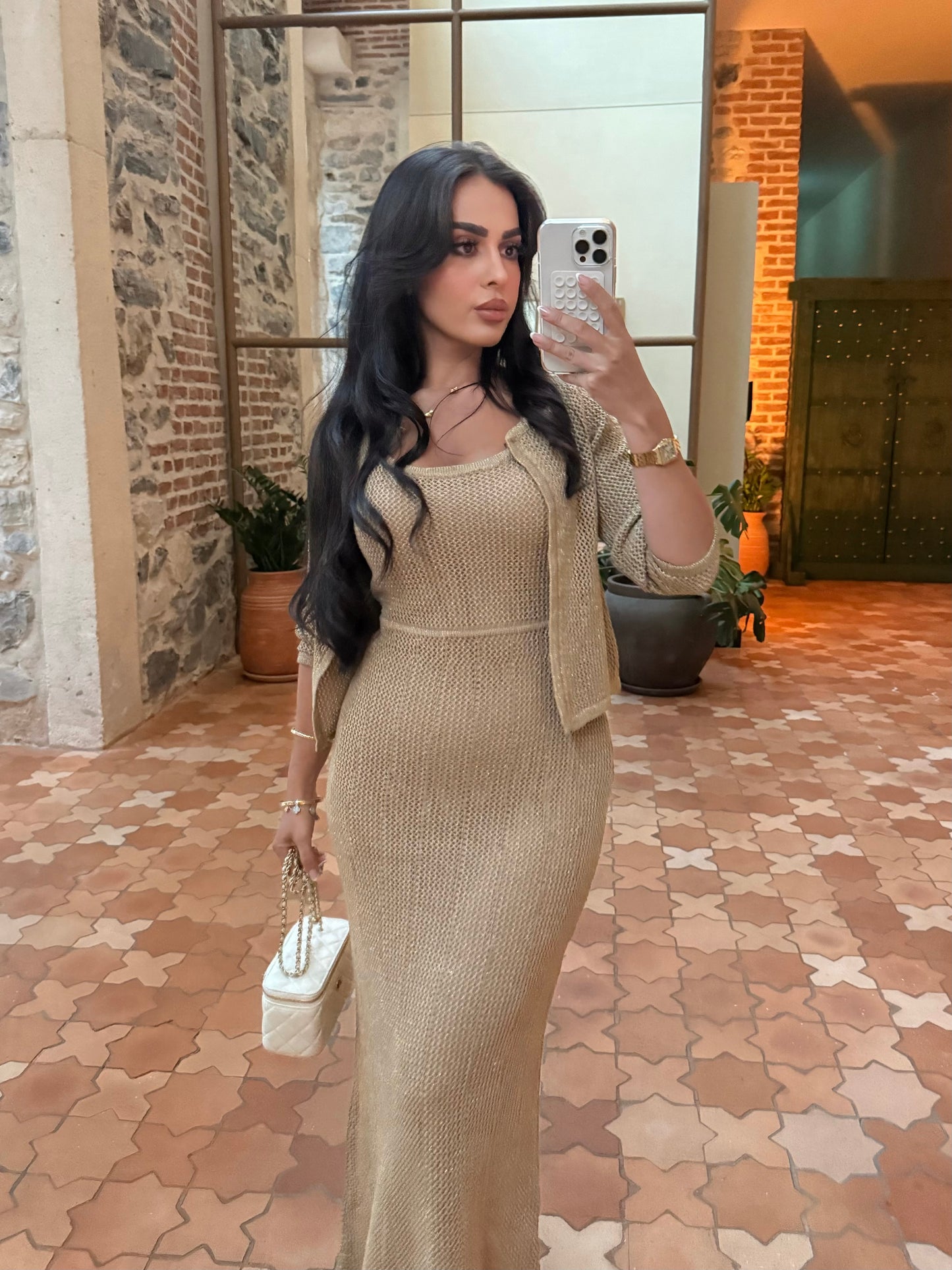 Angelina Hırka ve Elbise Takımı – Tam Astarlı-Nude