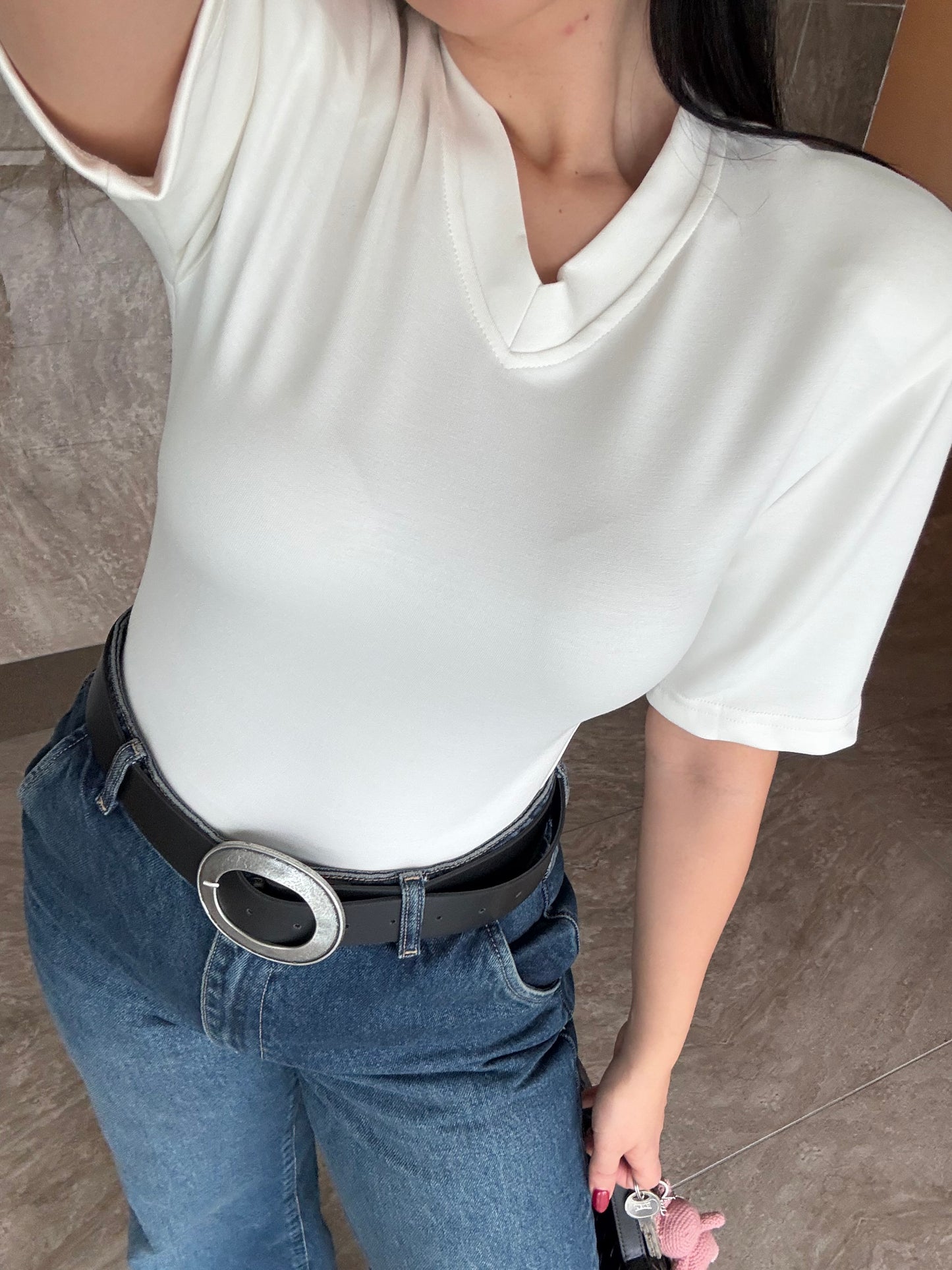 Vatkalı Bodysuit-Beyaz