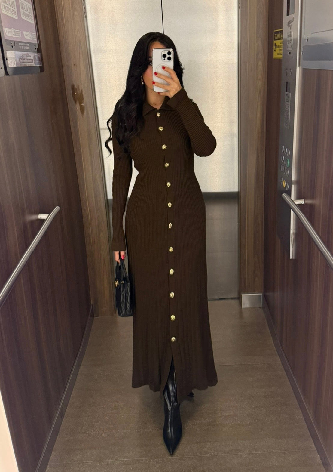 Bera Kahverengi Triko Elbise