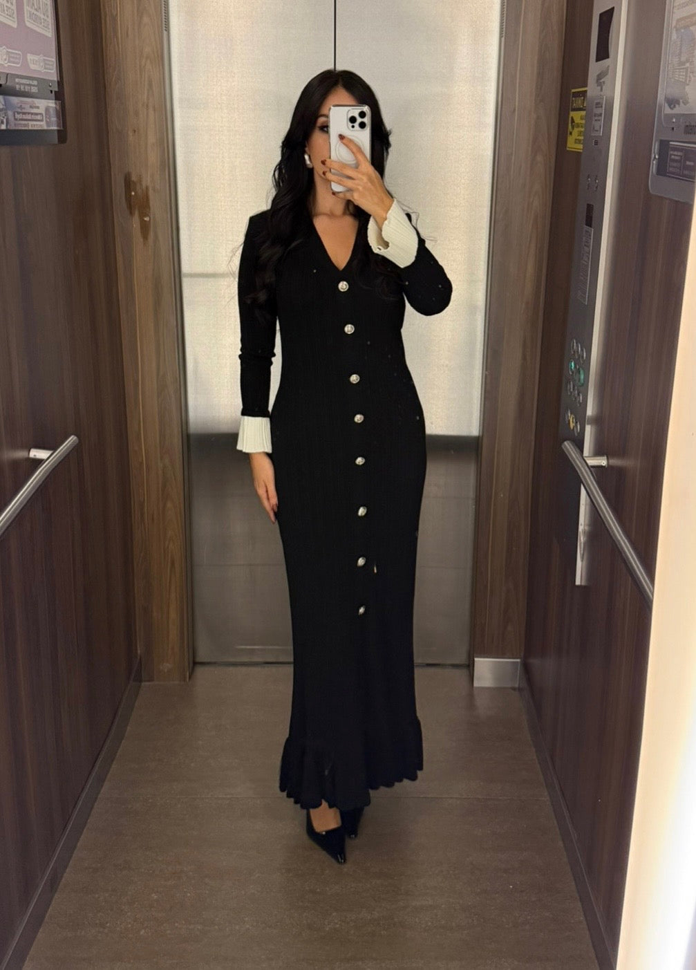 Luna Siyah Premium Triko Elbise