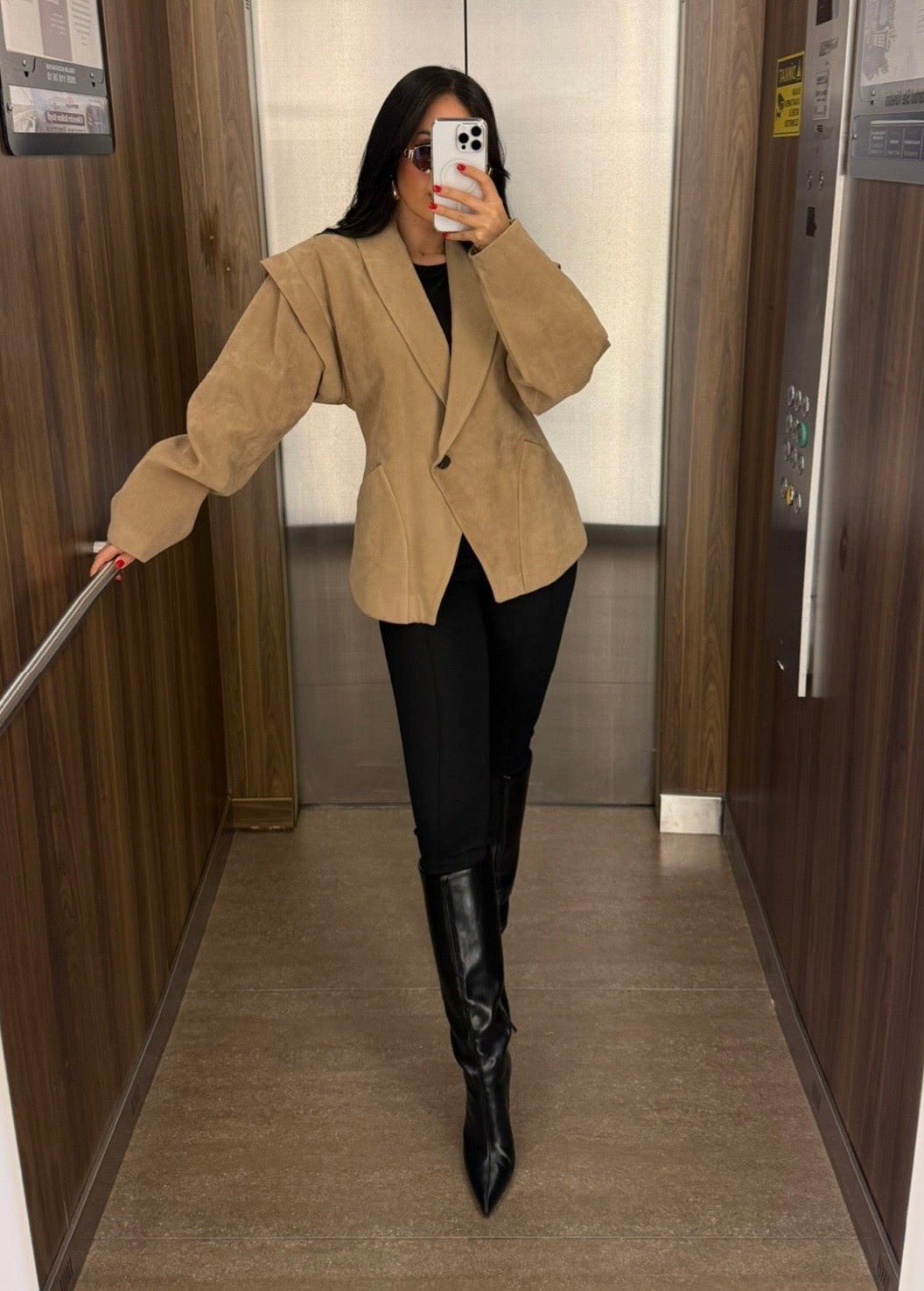 Alyana Süet Moka Bomber Ceket