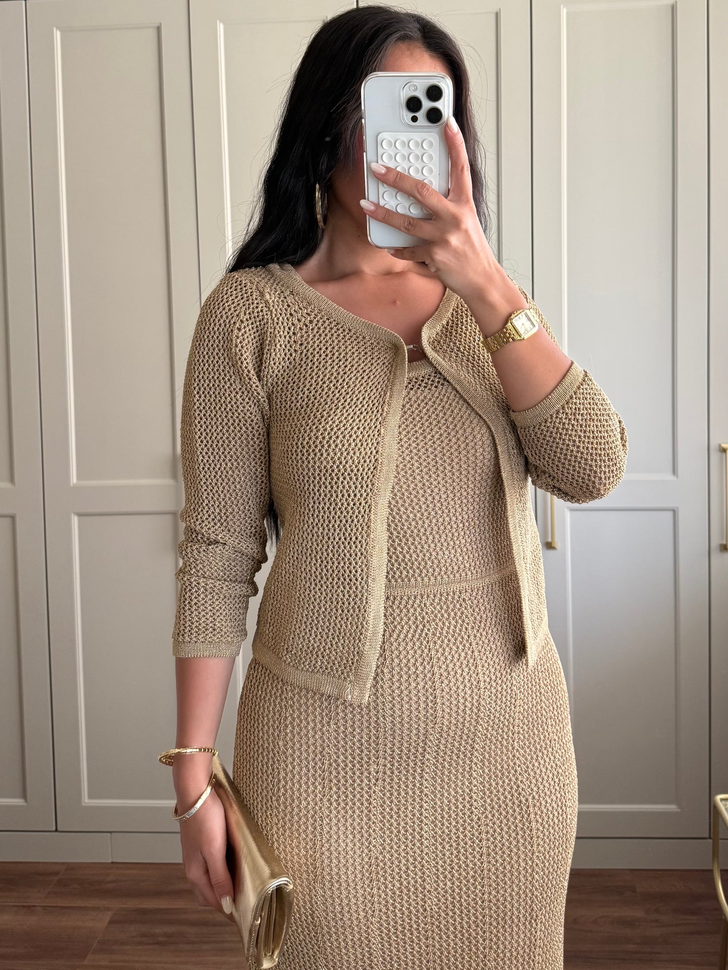 Angelina Hırka ve Elbise Takımı – Tam Astarlı-Nude