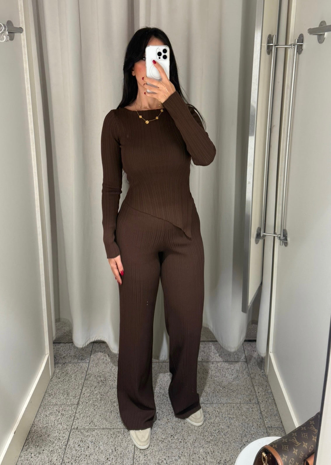 Amina Kahverengi Triko Takım