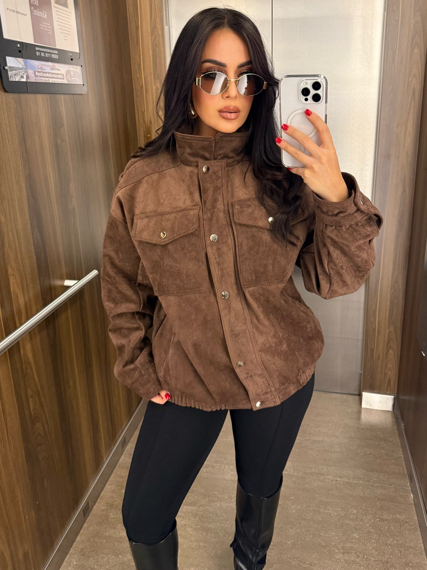 Alice Süet Kahverengi Bomber Ceket