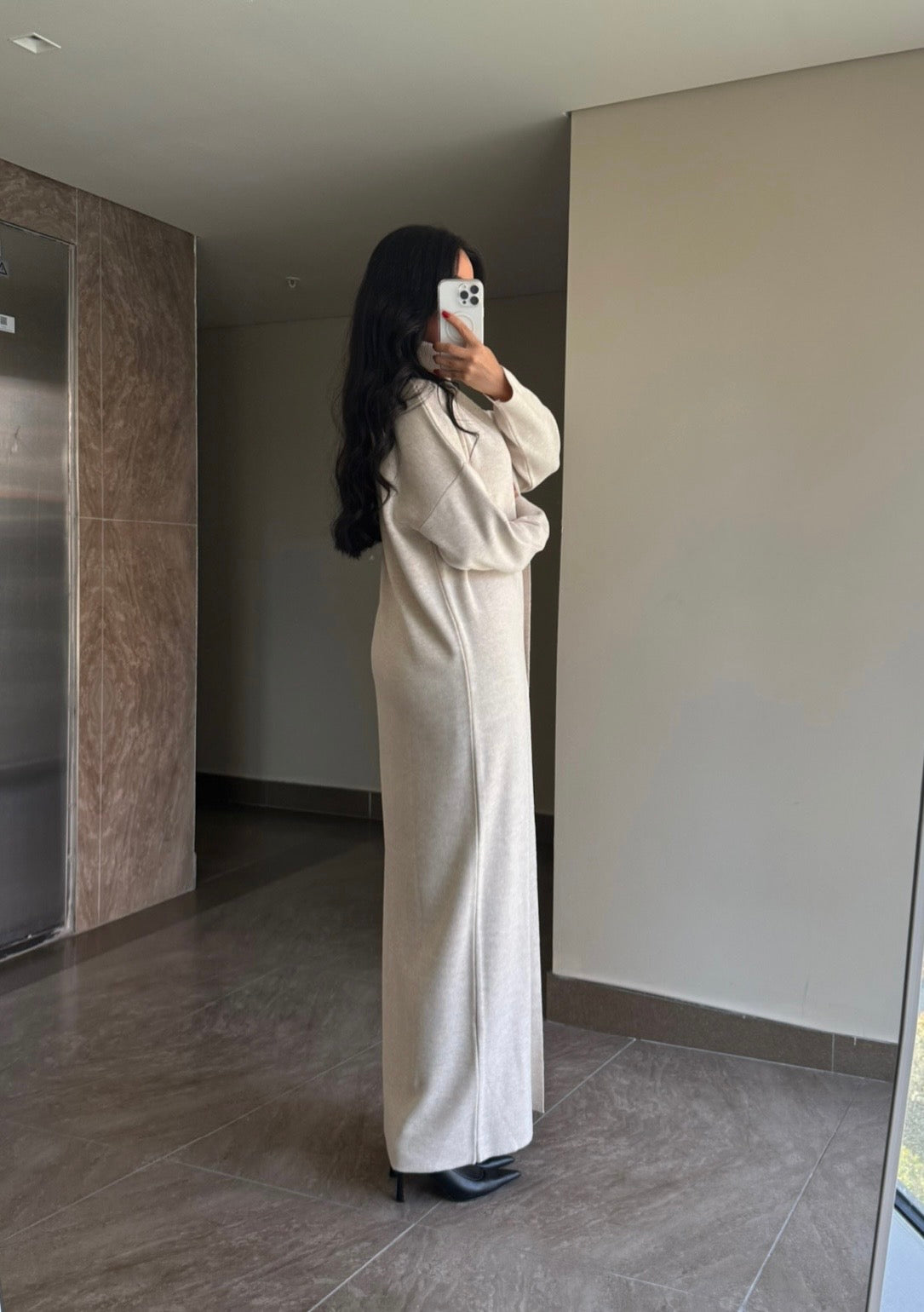 Suzanna Ekru elbise ve uzun kimono Takim