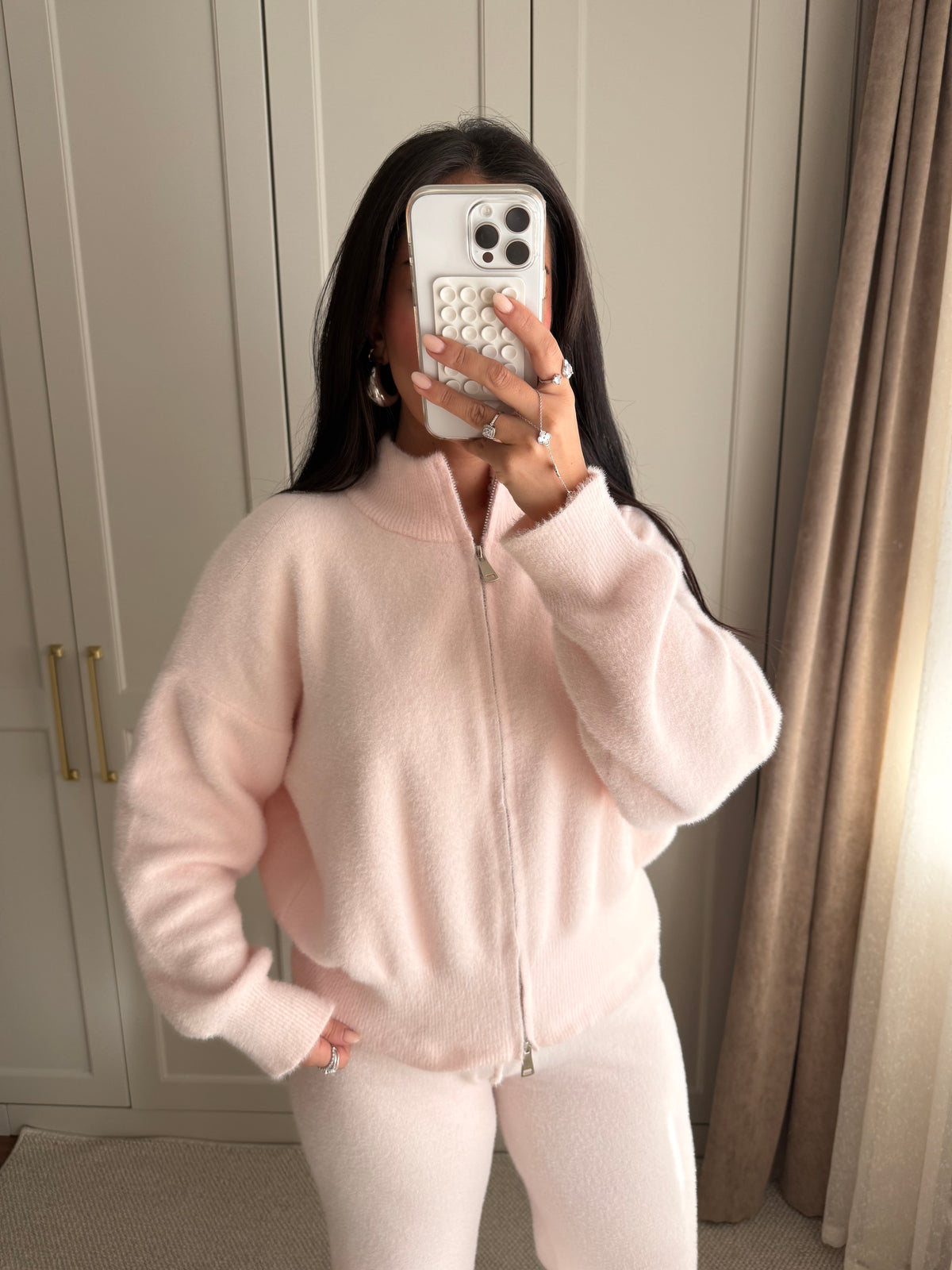 Anstasia Yumoş Çift Fermuarlı Takım-Pink