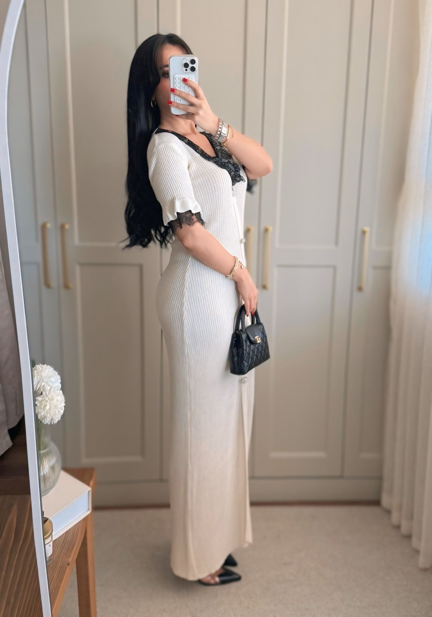 Beren Dantel Elbise-Ekru