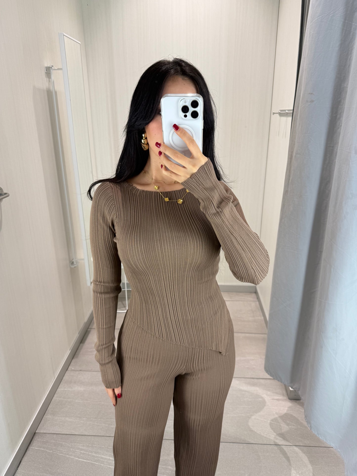 Amina Açık kahverengi Triko Takım