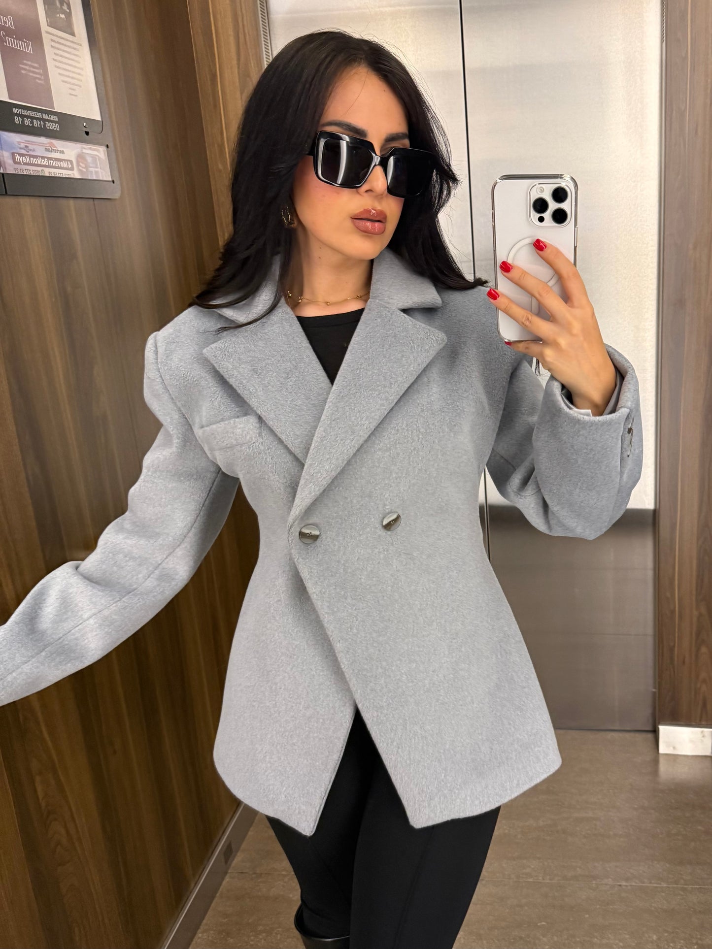 Mai Gri Premium Kürklü Blazer