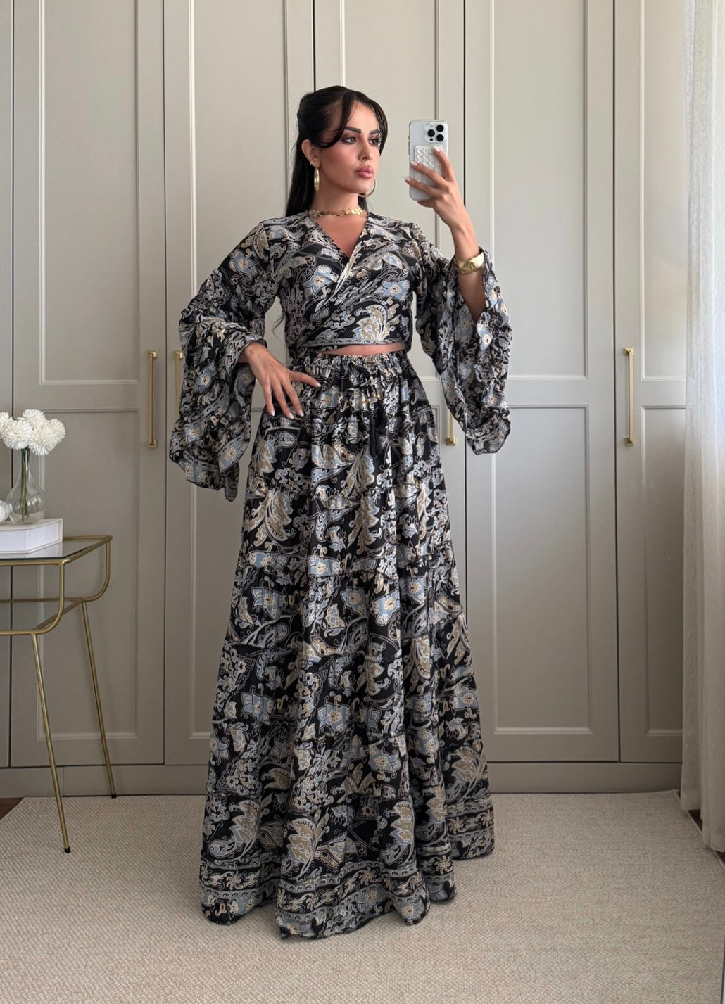 Priyanka Üst ve Etek Takımı - Siyah