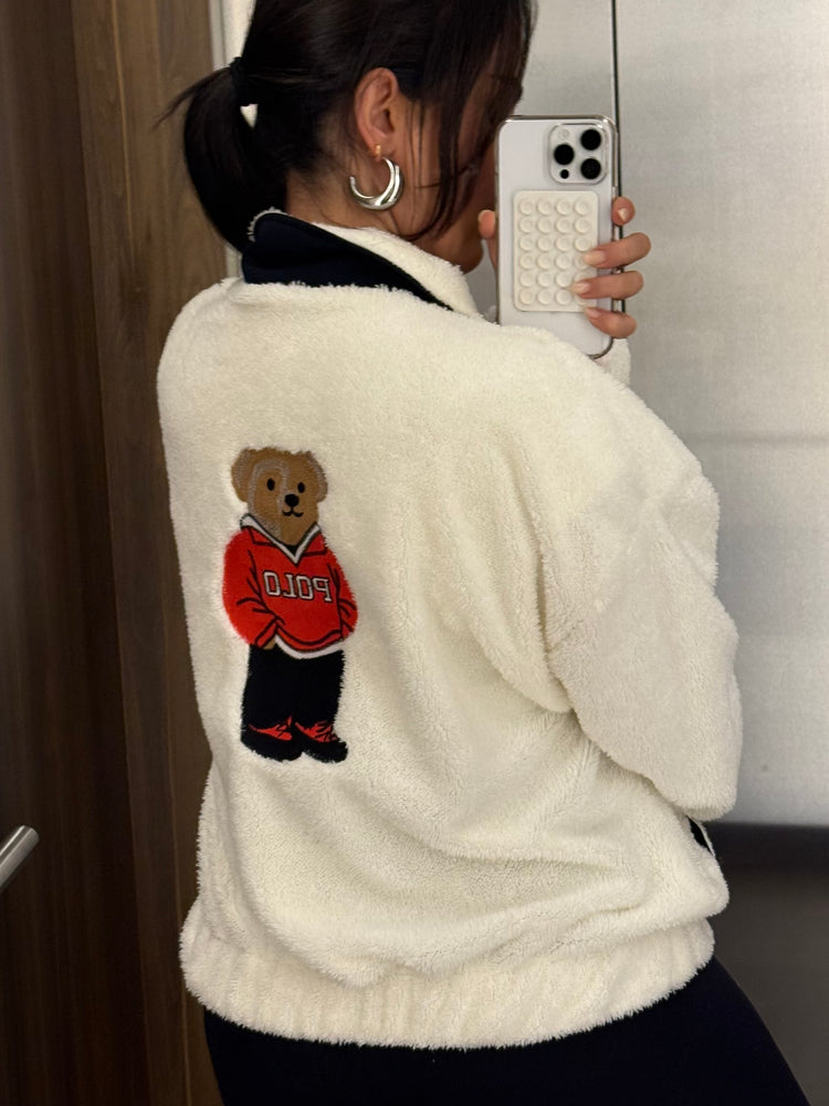 Luna Ayıcık Nakışlı Peluş Sweatshirt