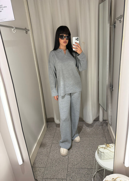 Buse Gri Basic Triko Takım