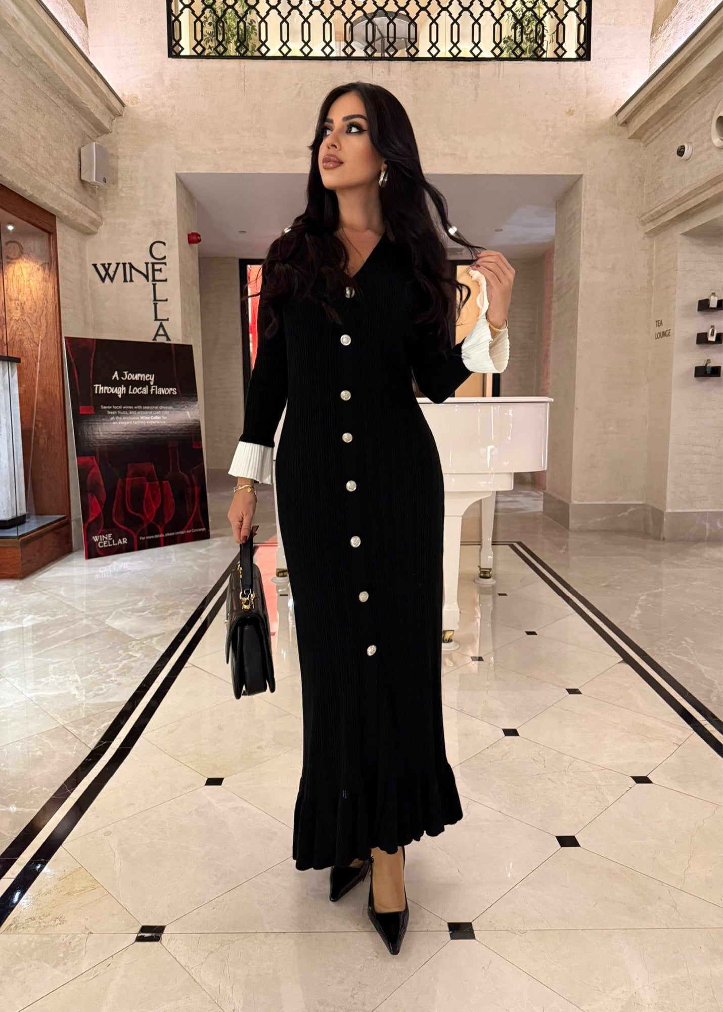 Luna Siyah Premium Triko Elbise