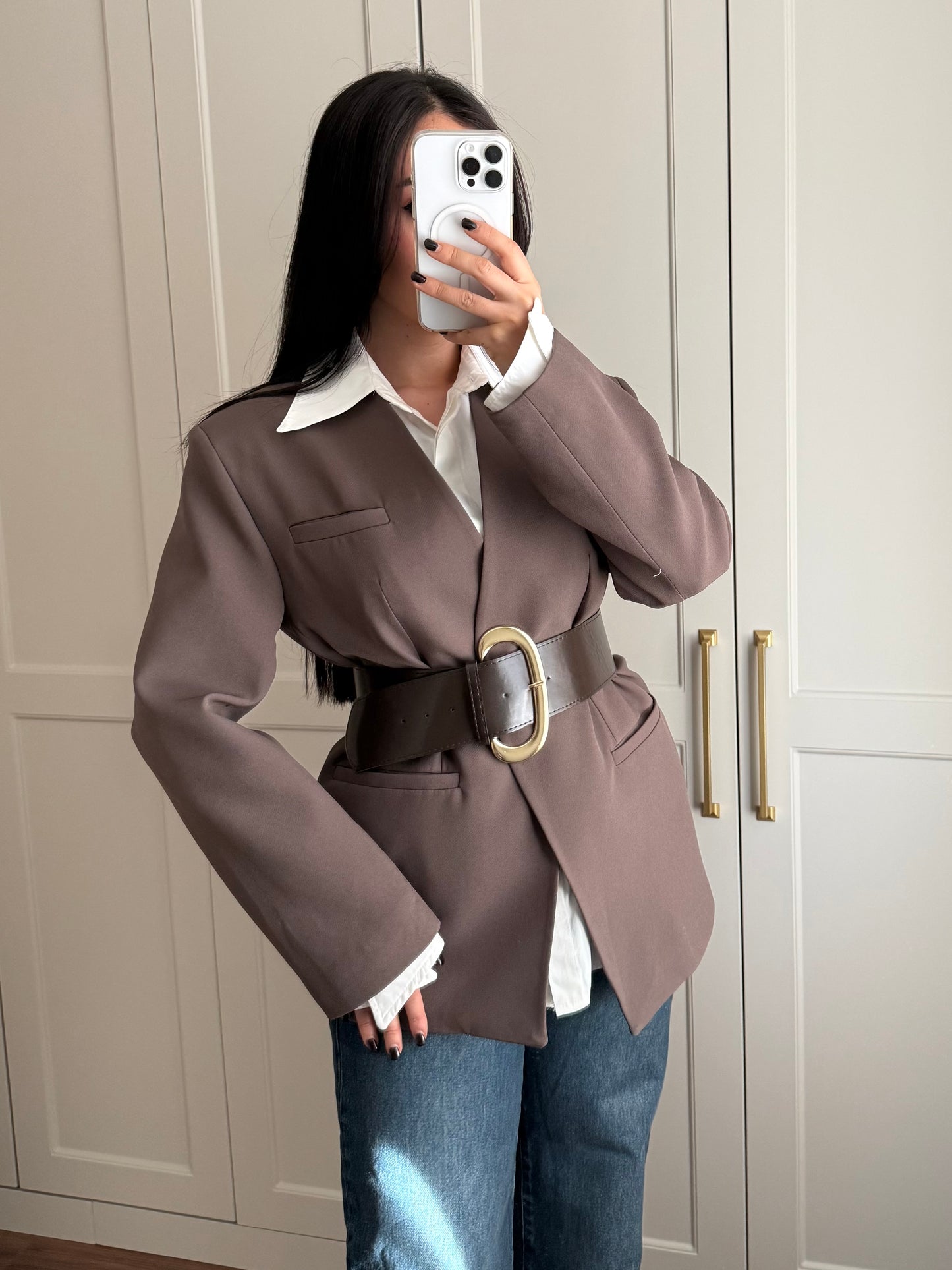 Chloe Kemerli Blazer-kahverengi