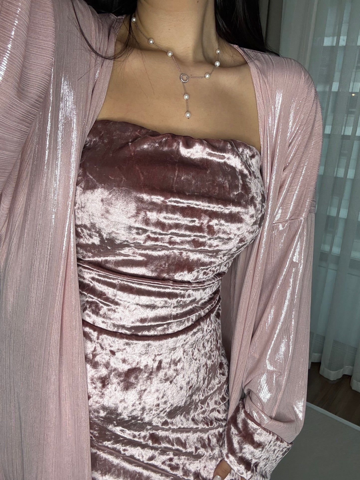 Ramazan Pelerinli Elbise Takımı – Pembe