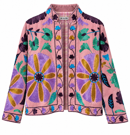 Atina Kadife Premium Ceket -Pembe