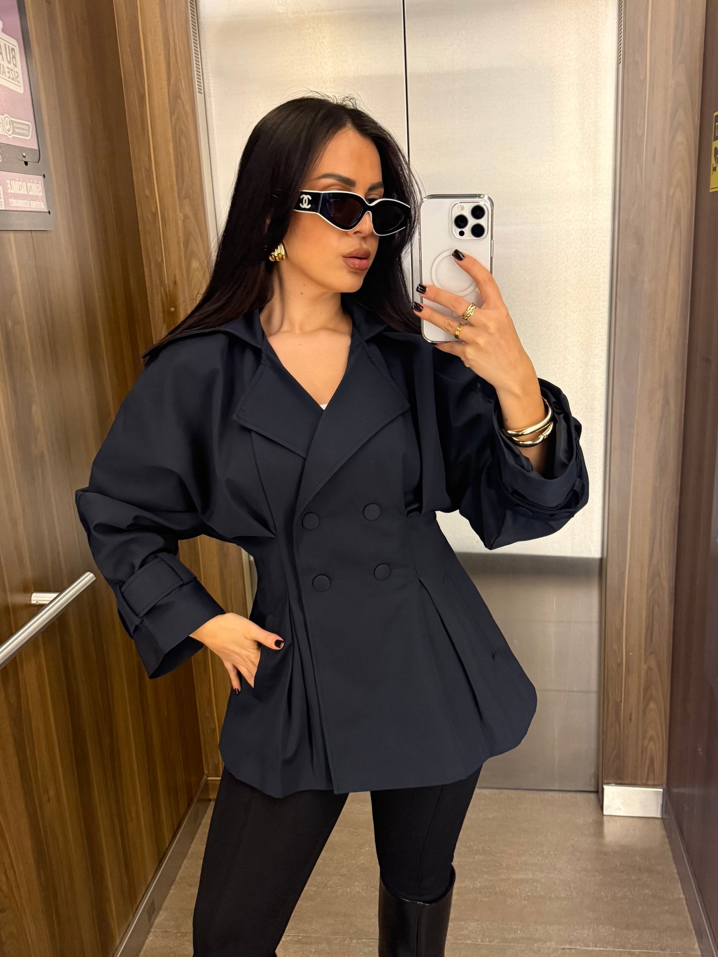 Amanda Premium Trençkot –Lacivert