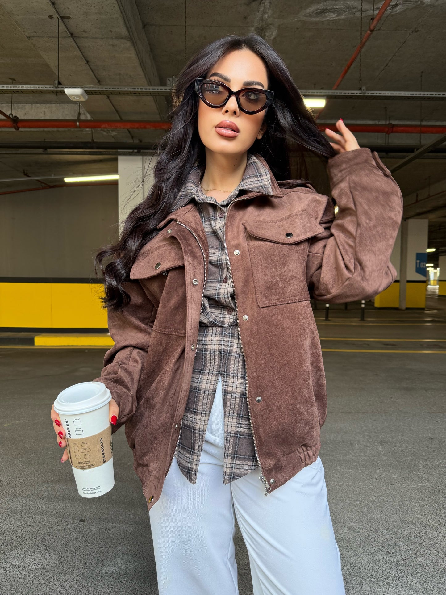 Alice Süet Kahverengi Bomber Ceket