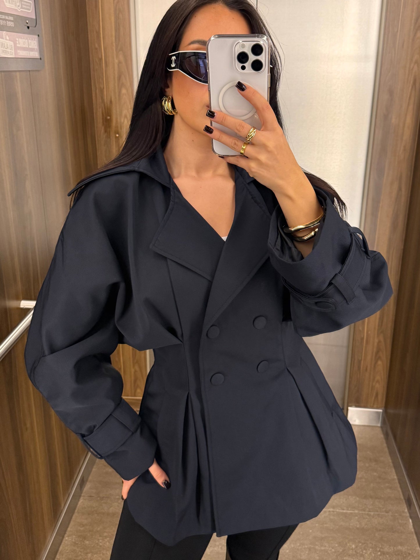 Amanda Premium Trençkot –Lacivert