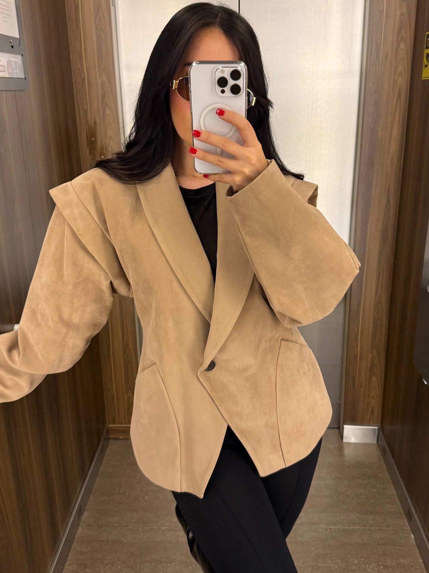 Alyana Süet Moka Bomber Ceket