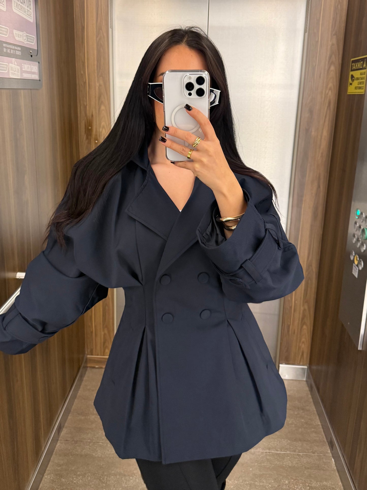 Amanda Premium Trençkot –Lacivert