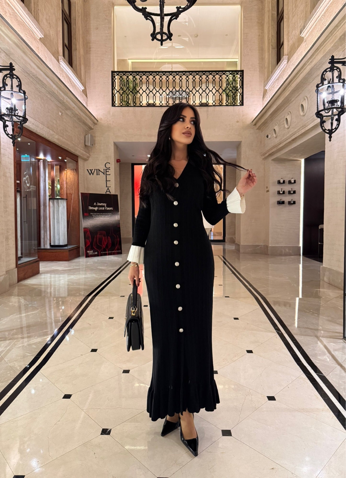 Luna Siyah Premium Triko Elbise