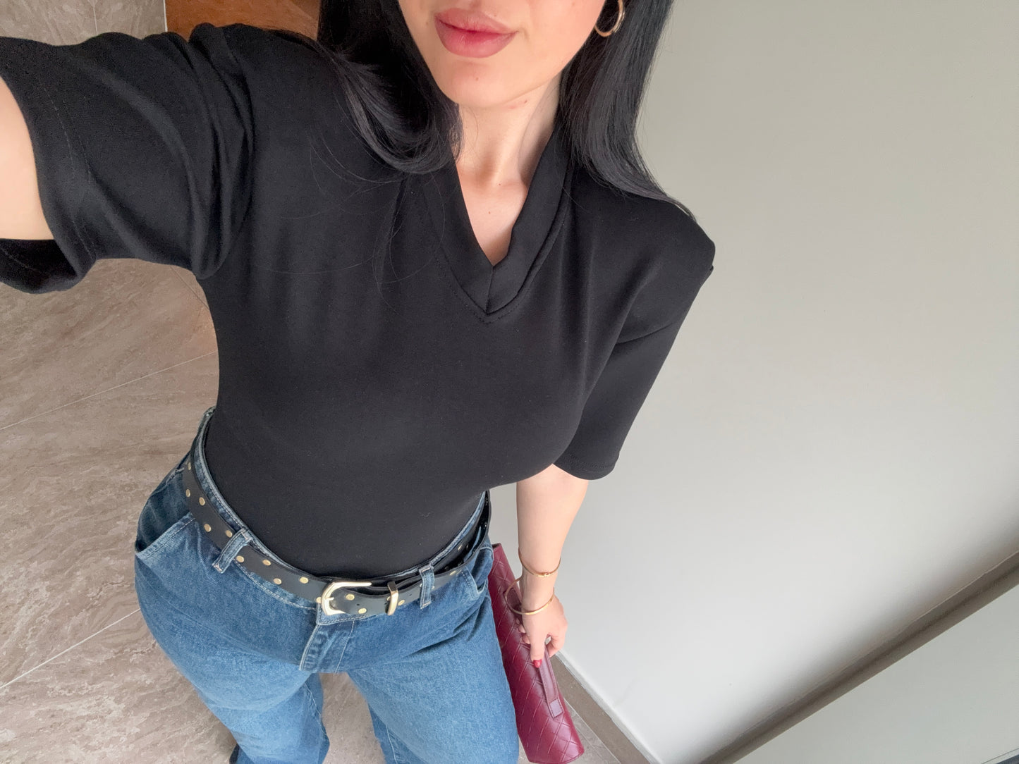Vatkalı Bodysuit-Siyah