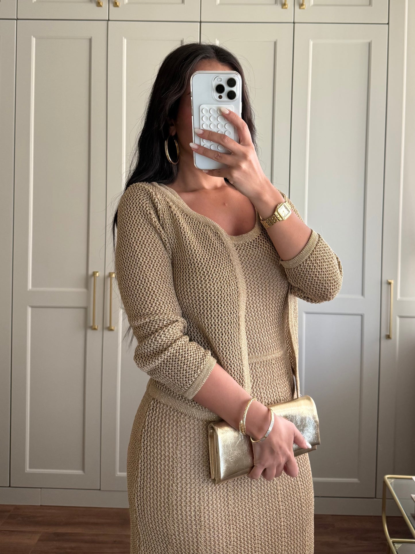 Angelina Hırka ve Elbise Takımı – Tam Astarlı-Nude