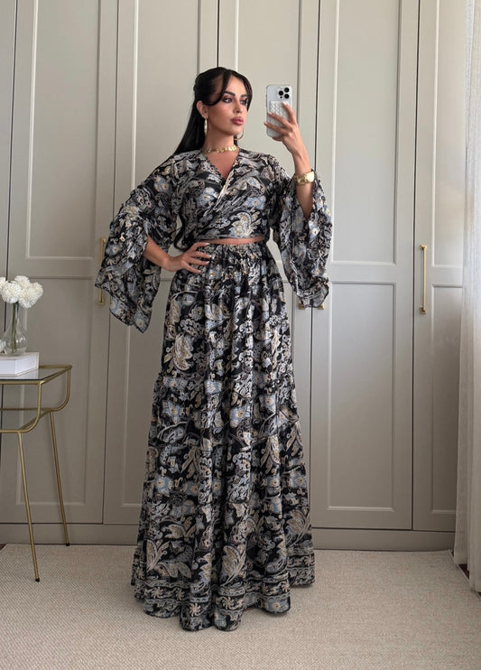 Priyanka Üst ve Etek Takımı - Siyah