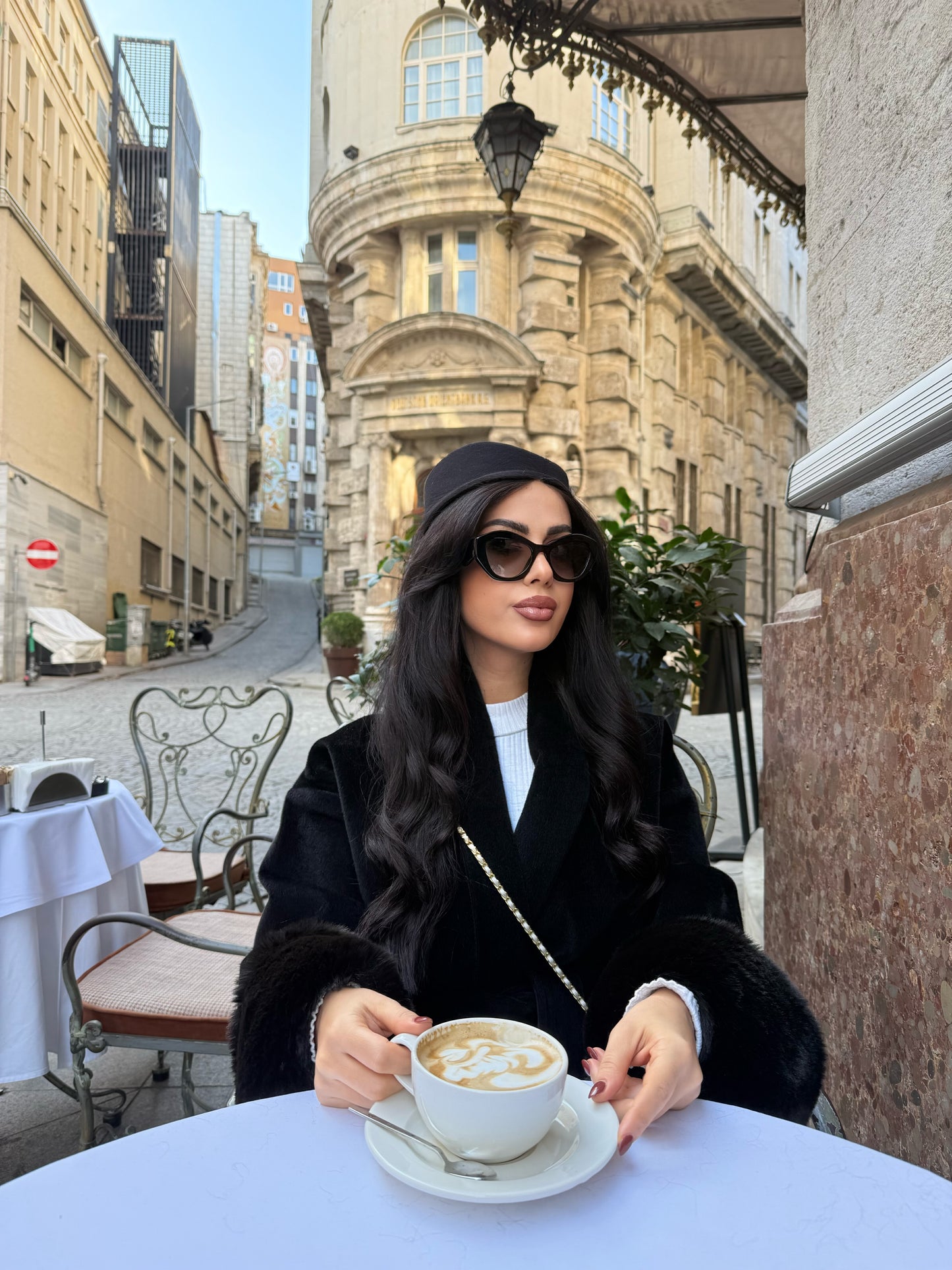 Monaco Siyah Premium Kürklü Kaban