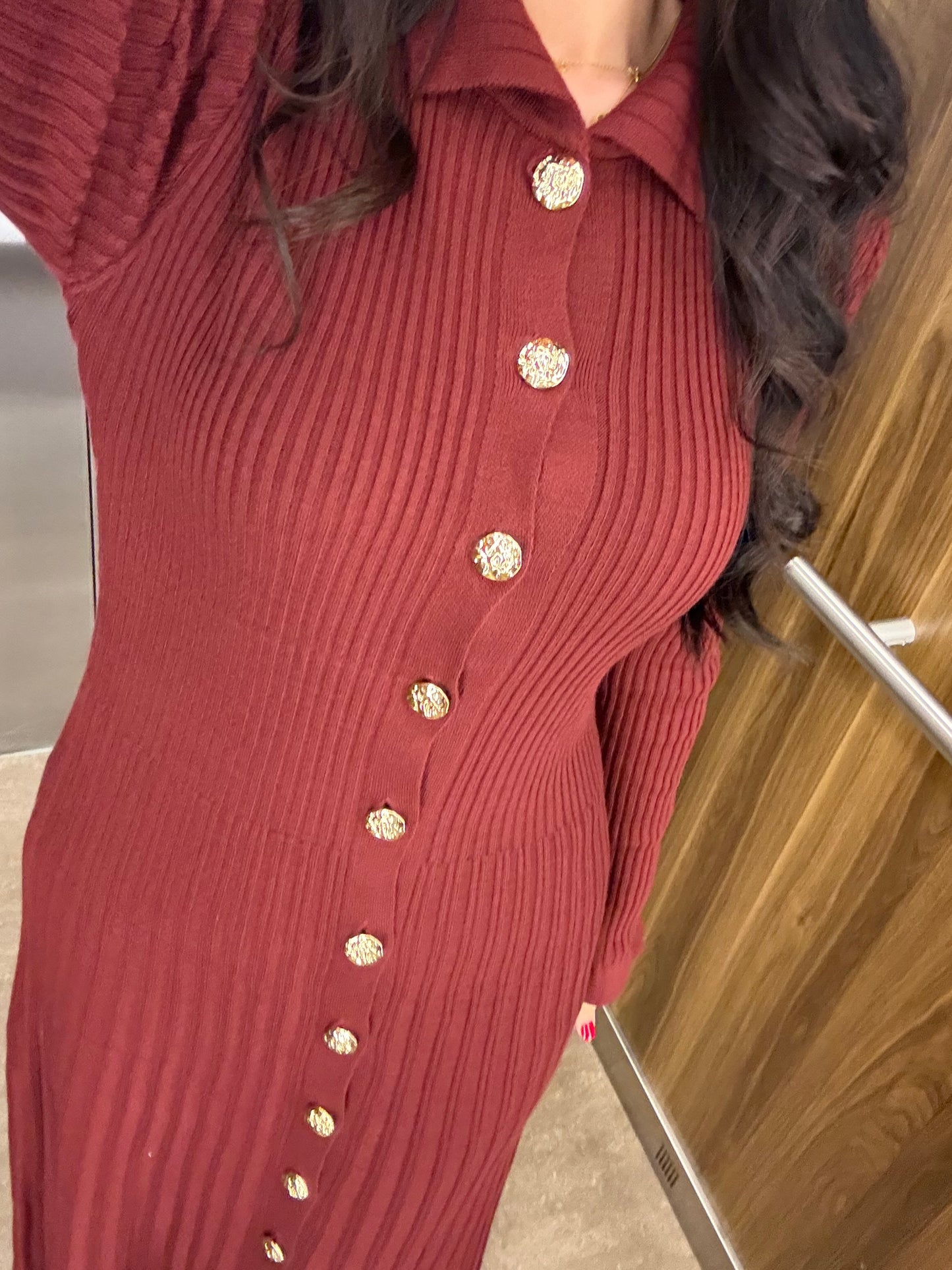 Bera Bordo Triko Elbise