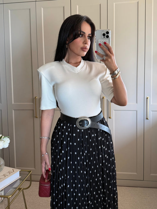 Vatkalı Bodysuit-Beyaz