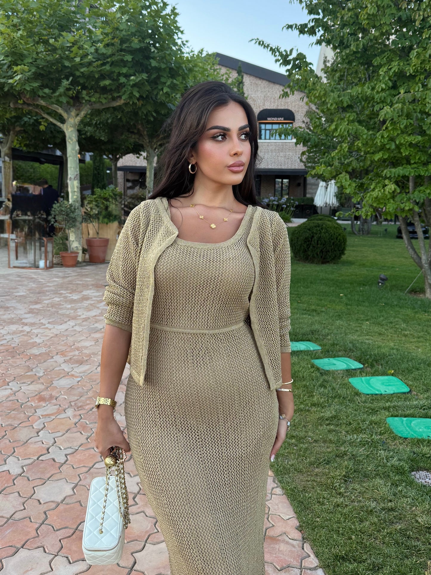 Angelina Hırka ve Elbise Takımı – Tam Astarlı-Nude