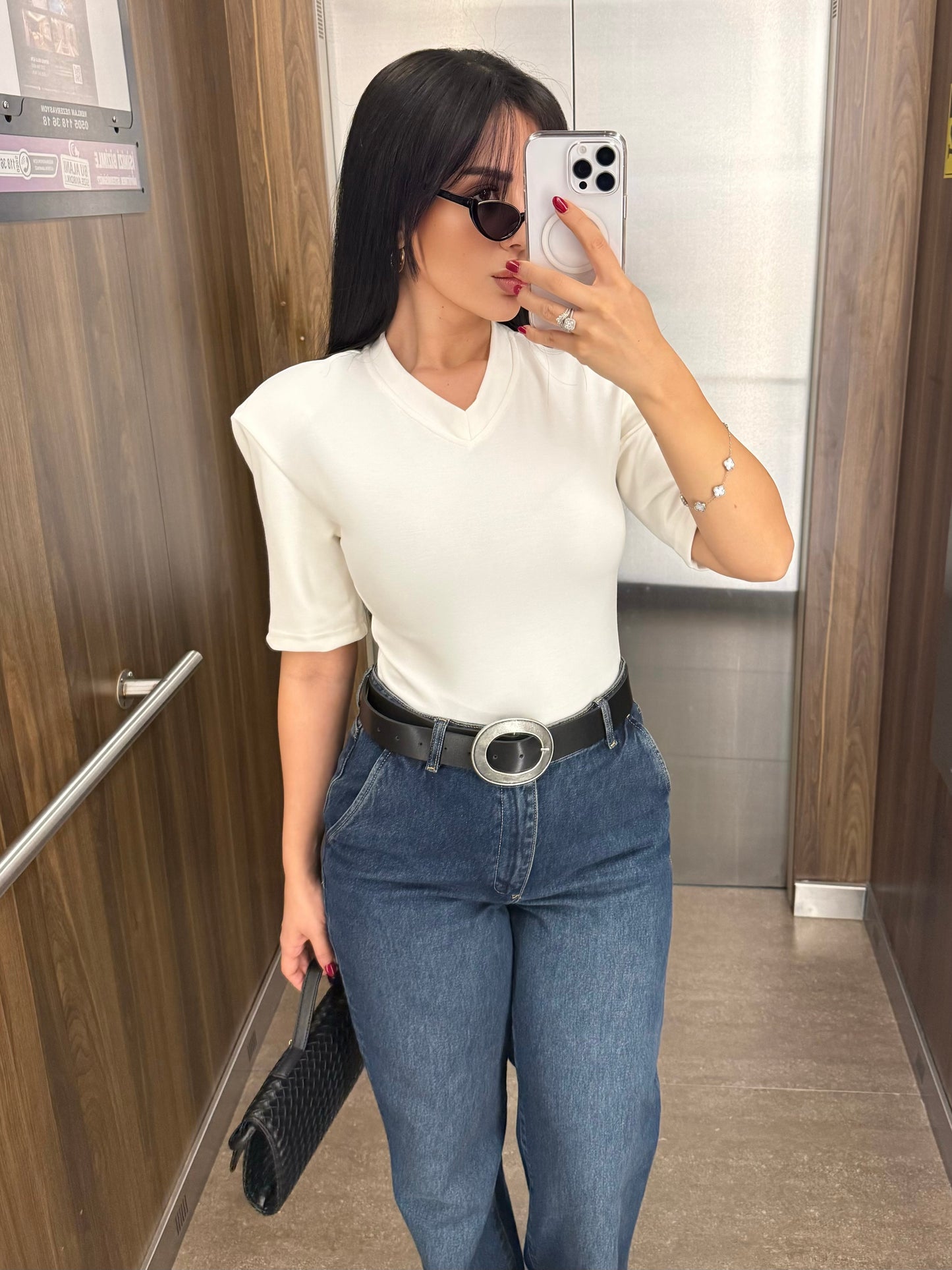 Vatkalı Bodysuit-Beyaz