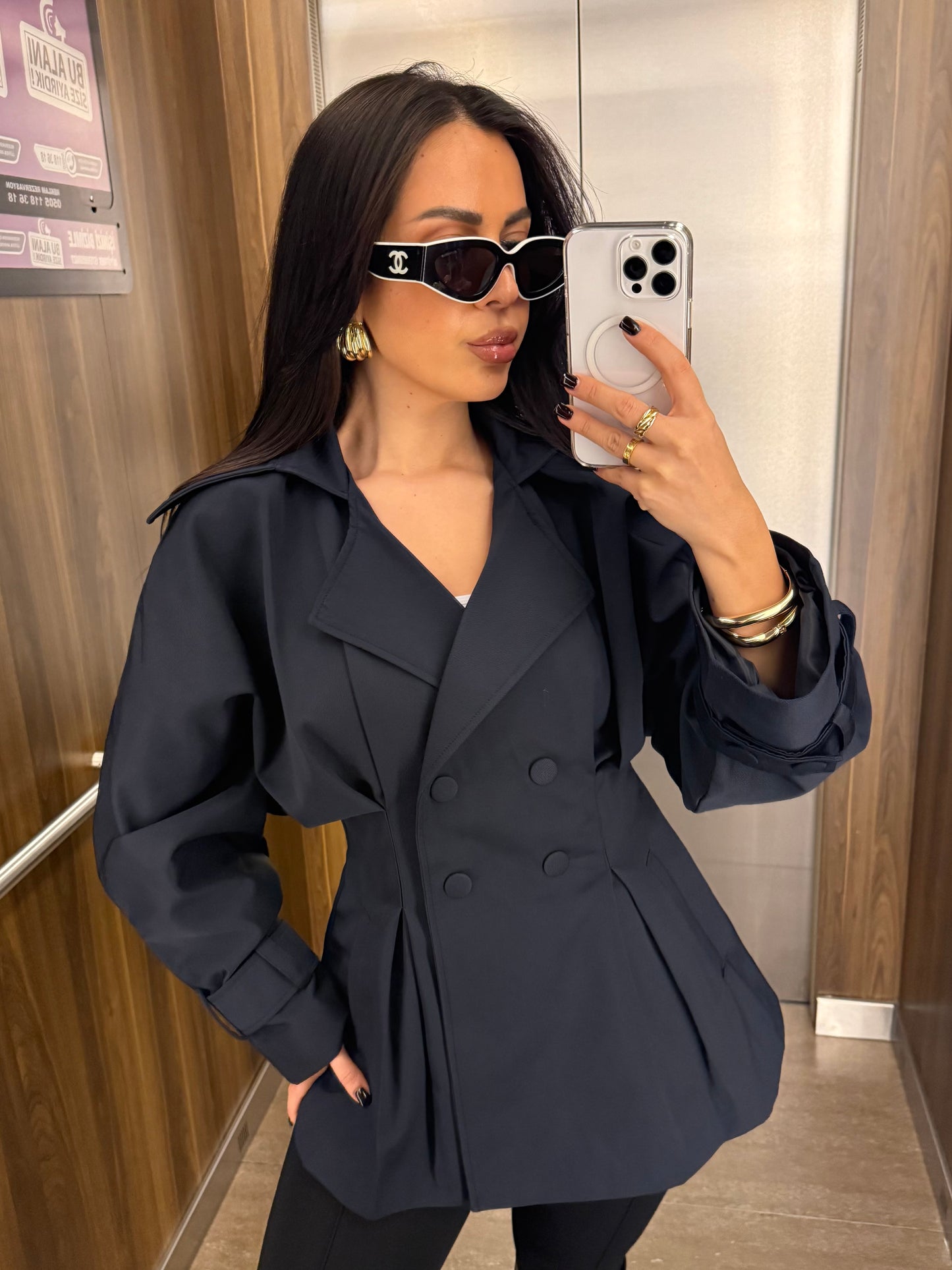 Amanda Premium Trençkot –Lacivert