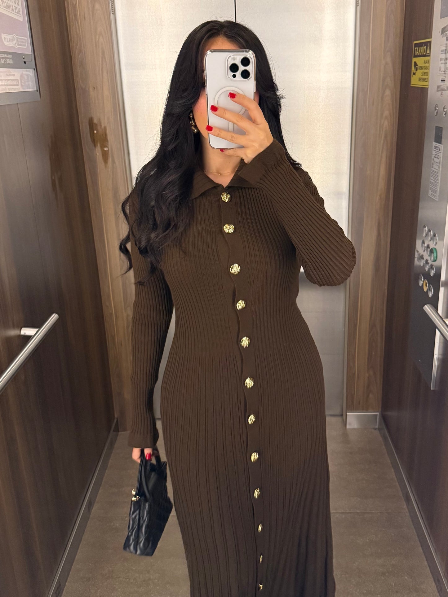 Bera Kahverengi Triko Elbise