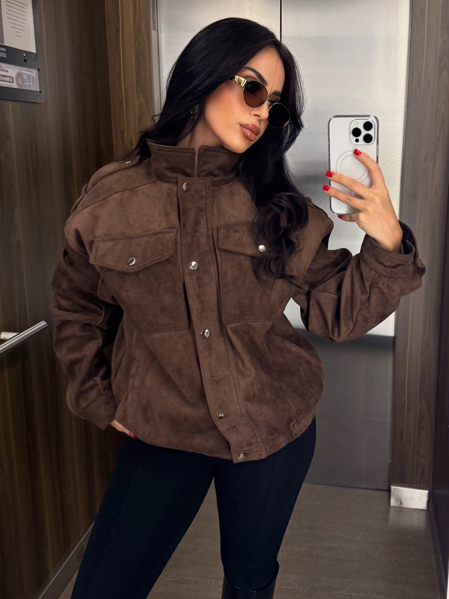 Alice Süet Kahverengi Bomber Ceket