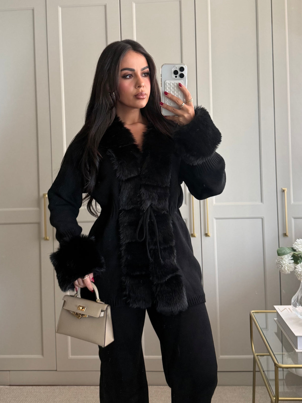Dilek Kürklü Triko Takım - Siyah