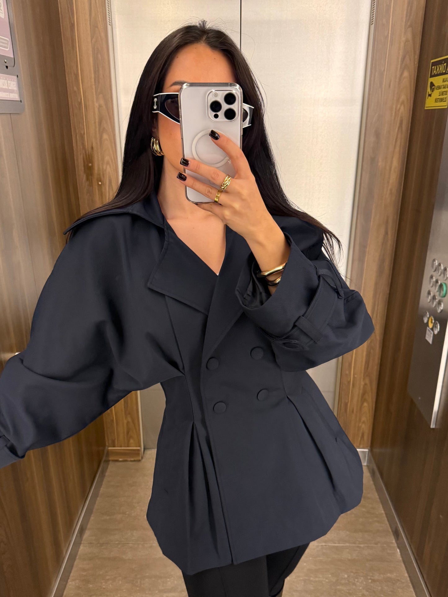 Amanda Premium Trençkot –Lacivert