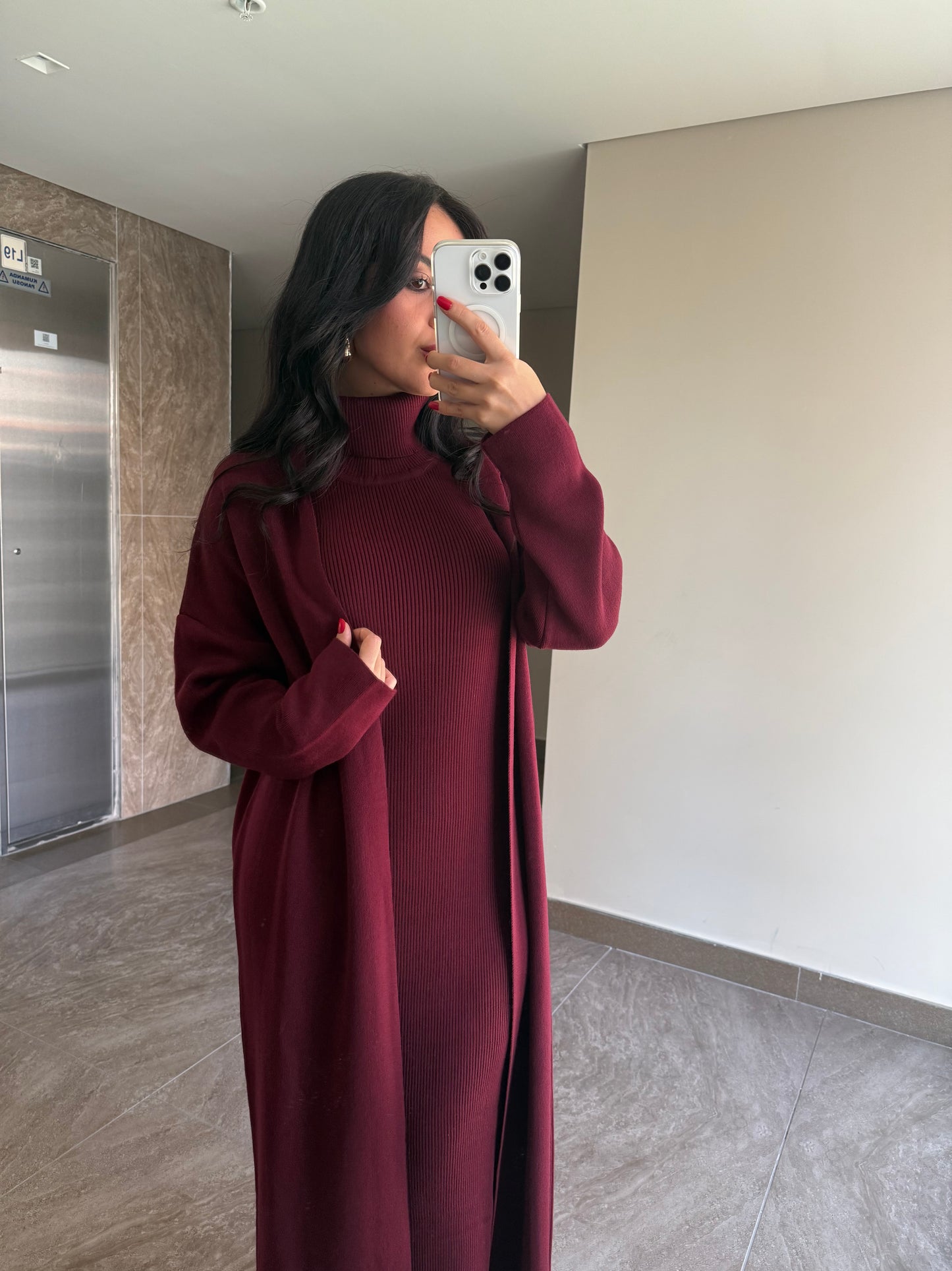 Suzanna Bordo elbise ve uzun kimono Takim