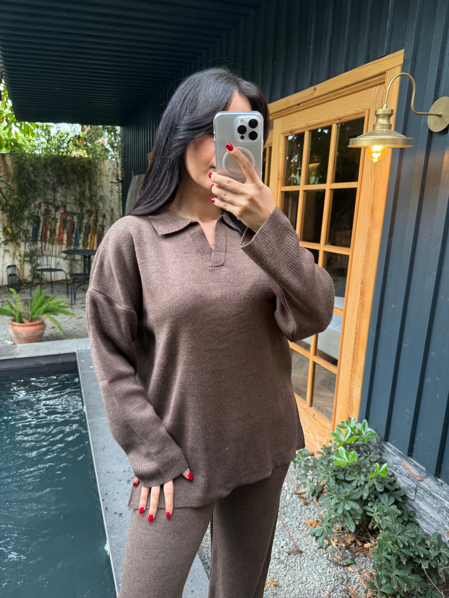 Brea Kahverengi Basic Triko Takım