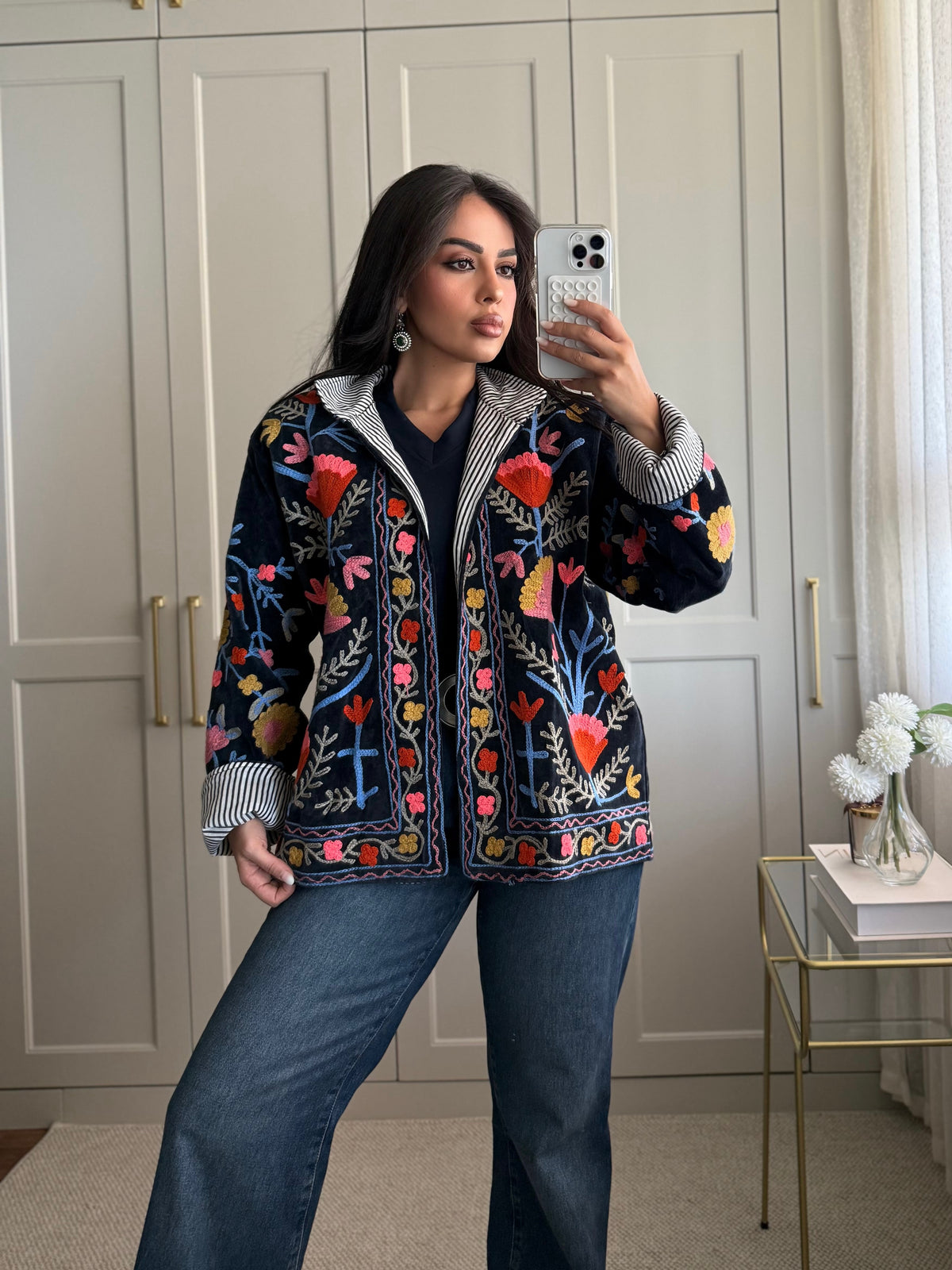 Atina Kadife Premium Ceket -Lacivert