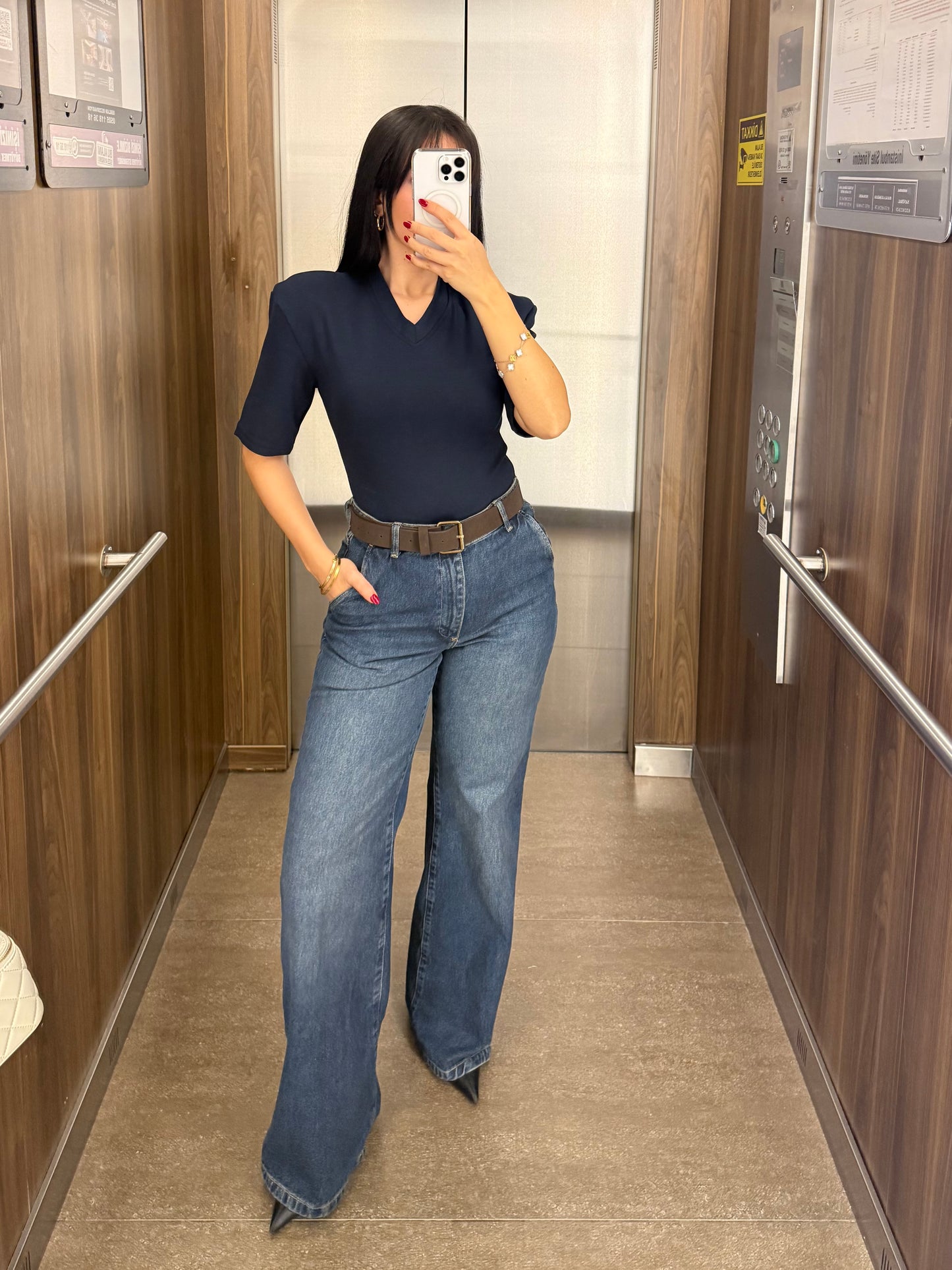 Vatkalı Bodysuit-Lacivert