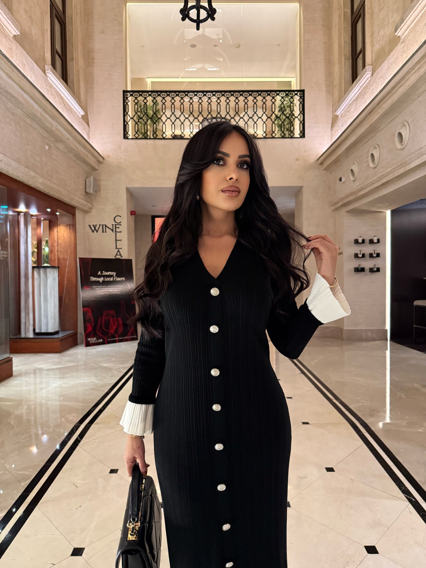 Luna Siyah Premium Triko Elbise