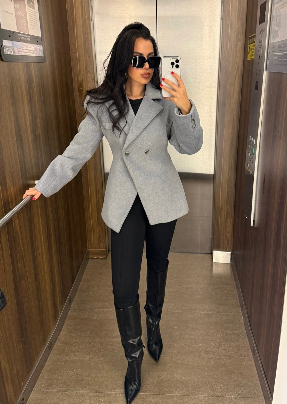 Mai Gri Premium Kürklü Blazer