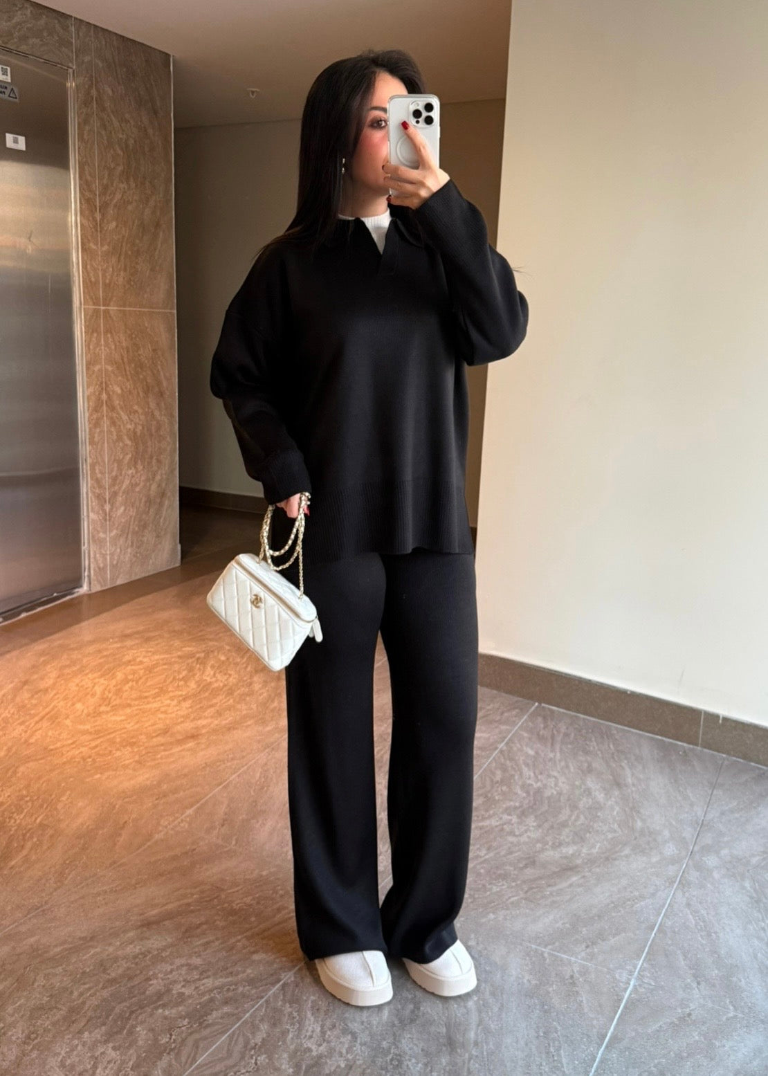 Buse Siyah Basic Triko Takım