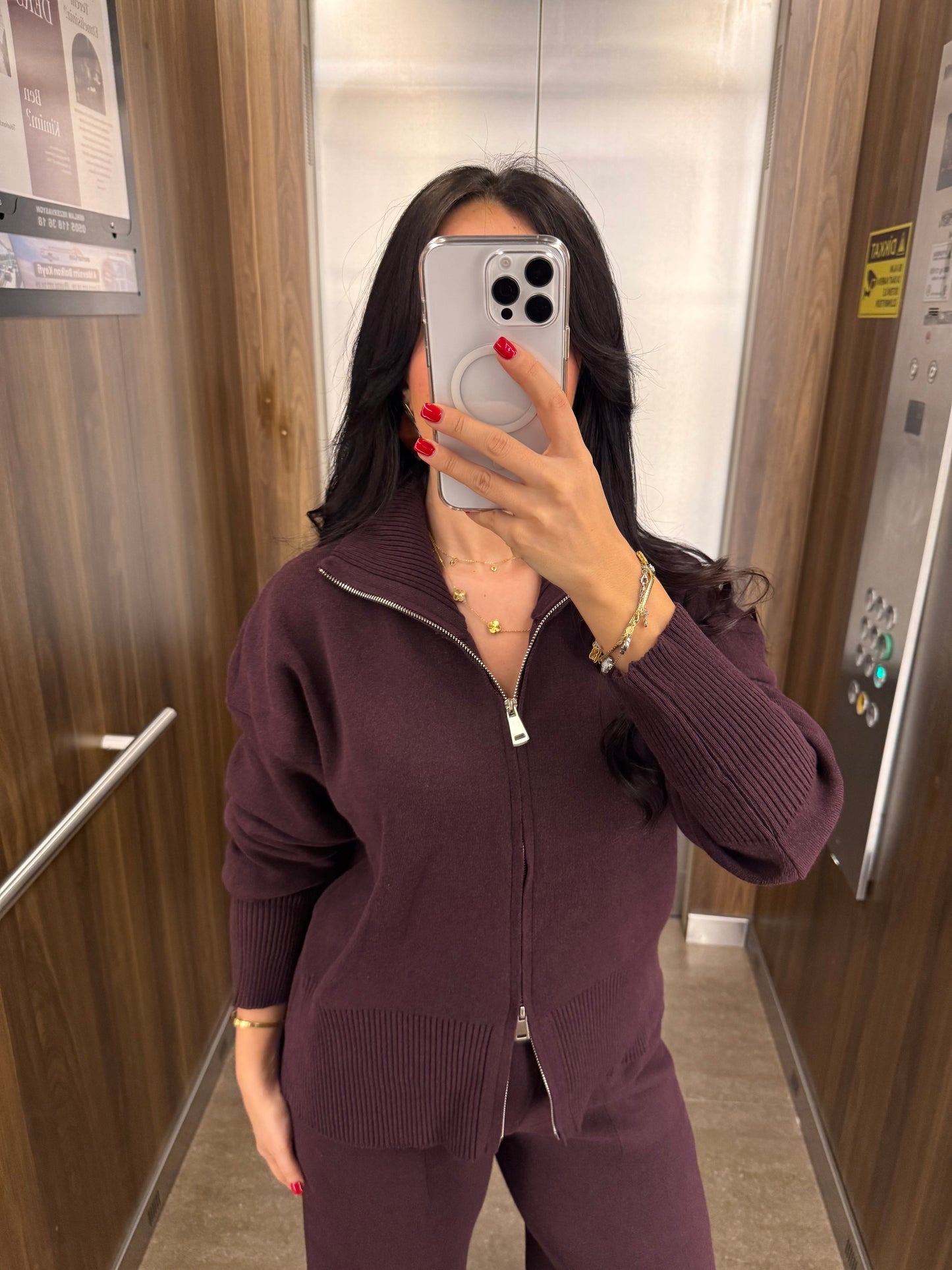 Amara Mor fermuarlı Triko Takım