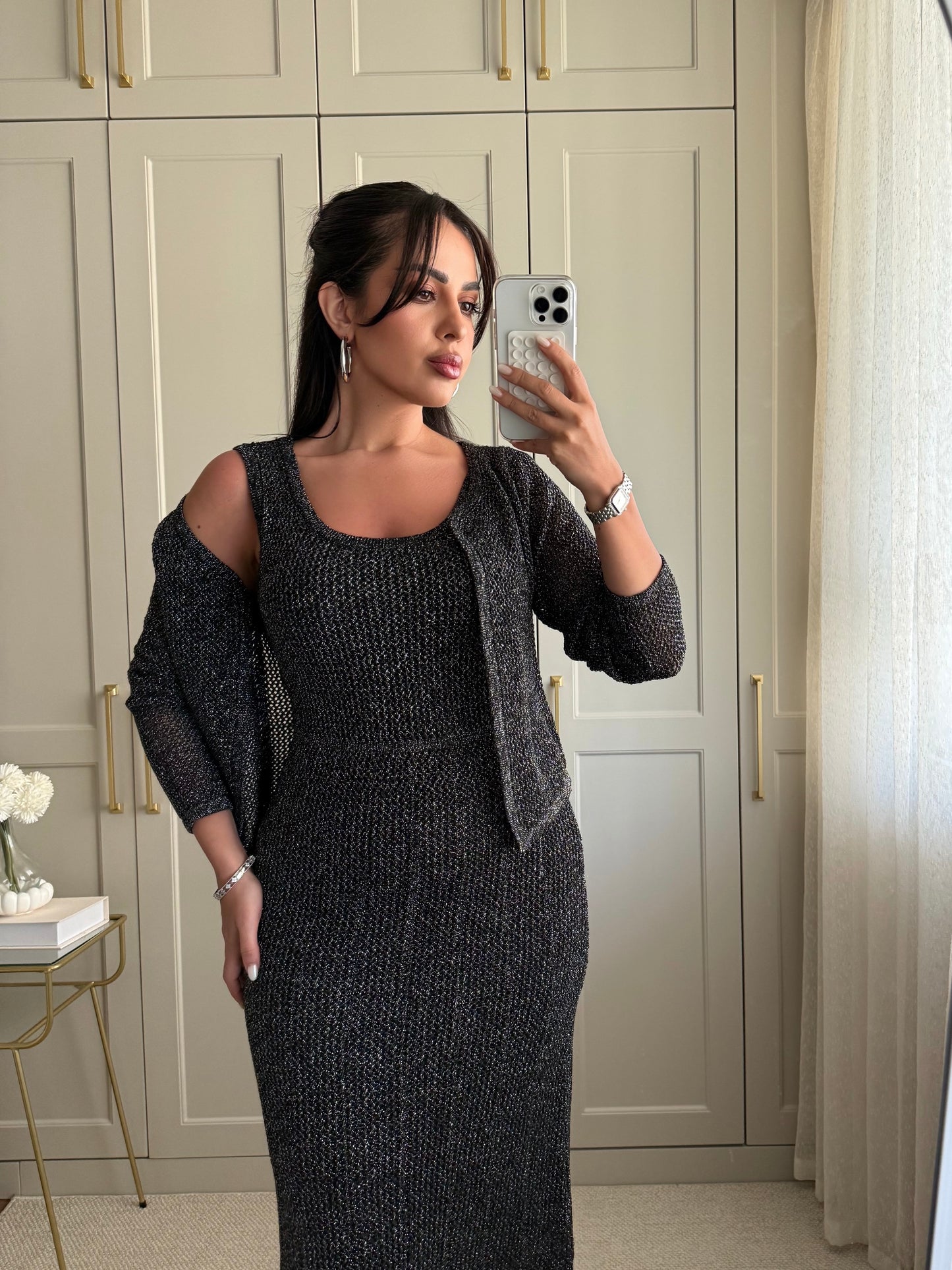 Angelina Hırka ve Elbise Takımı – Tam Astarlı-Siyah